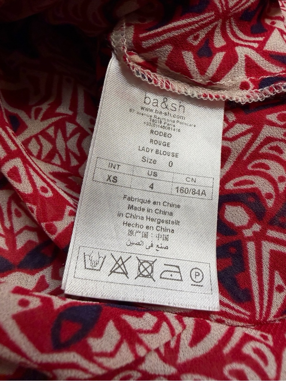 ✨ba&sh Rodeo Lady Blouse Red Print XS US 4 Boho Top✨ - Picture 6 of 8